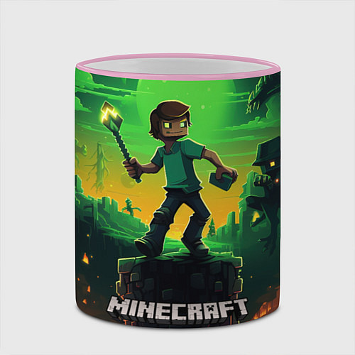 Кружка цветная Персонаж в мире Minecraft / 3D-Розовый кант – фото 2