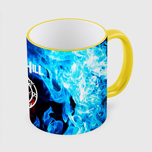 Кружка цветная Silent hill огненный стиль / 3D-Желтый кант – фото 1