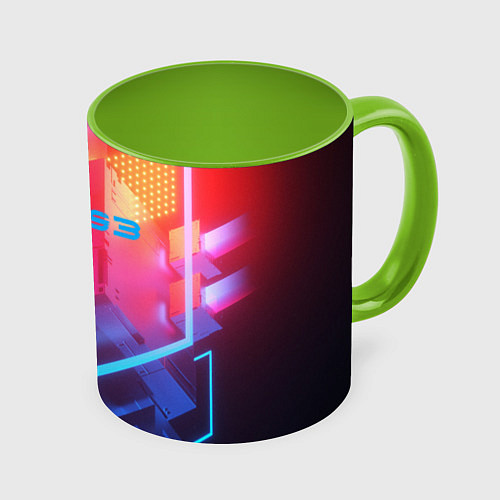 Кружка цветная Crysis текстура брони / 3D-Белый + светло-зеленый – фото 1