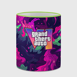 Кружка 3D GTA 6 logo яркий неоновый камуфляжный стиль, цвет: 3D-светло-зеленый кант — фото 2