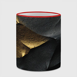 Кружка 3D Черная текстура с золотистым напылением, цвет: 3D-красный кант — фото 2