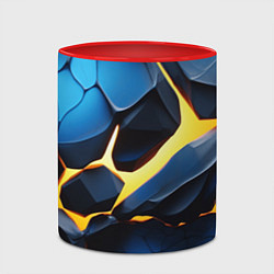 Кружка 3D Желтая лава на синих плитах, цвет: 3D-белый + красный — фото 2