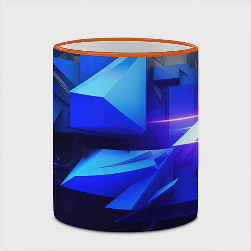 Кружка цветная Black blue background abstract / 3D-Оранжевый кант – фото 2
