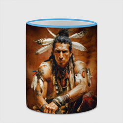 Кружка 3D Коренной североамериканец, цвет: 3D-небесно-голубой кант — фото 2