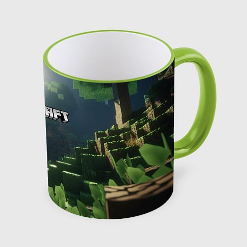 Кружка цветная Minecraft logo world / 3D-Светло-зеленый кант – фото 1