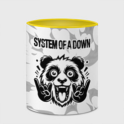 Кружка 3D System of a Down рок панда на светлом фоне, цвет: 3D-белый + желтый — фото 2