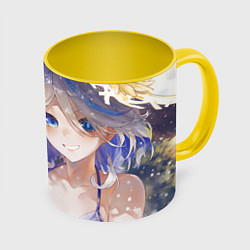 Кружка 3D Genshin Impact Furina улыбка лето, цвет: 3D-белый + желтый