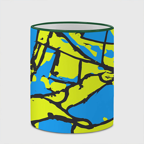 Кружка цветная Жёлто-голубая графика / 3D-Зеленый кант – фото 2