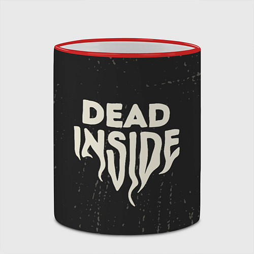 Кружка цветная Dead inside арт / 3D-Красный кант – фото 2