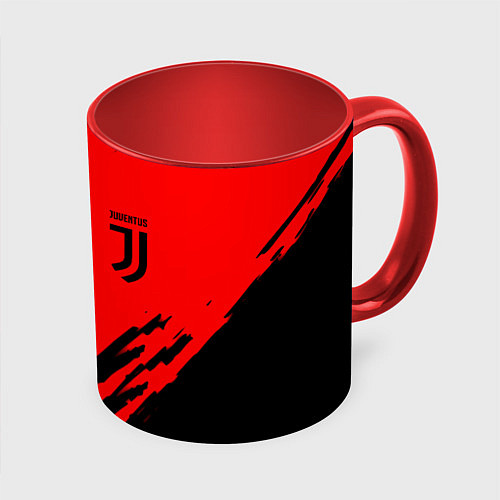Кружка цветная Juventus краски спорт фк / 3D-Белый + красный – фото 1