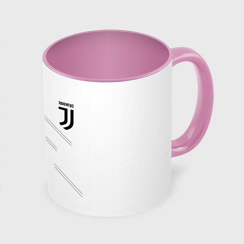Кружка цветная Juventus sport geometry / 3D-Белый + розовый – фото 1
