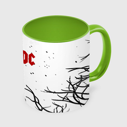Кружка цветная AC DC steel bend / 3D-Белый + светло-зеленый – фото 1