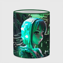 Кружка 3D Minecraft персонаж на острове, цвет: 3D-зеленый кант — фото 2