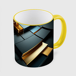 Кружка 3D Черные и золотые слитки, цвет: 3D-желтый кант