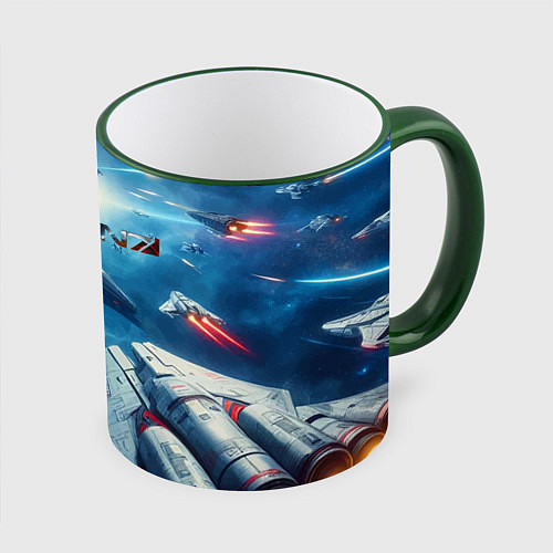 Кружка цветная Mass Effect - space neon / 3D-Зеленый кант – фото 1