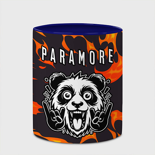 Кружка цветная Paramore рок панда и огонь / 3D-Белый + синий – фото 2