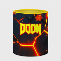 Кружка 3D Doom плиты лого в огне, цвет: 3D-белый + желтый — фото 2