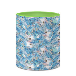 Кружка 3D Деньги - купюры в 2 тысячи рублей, цвет: 3D-белый + светло-зеленый — фото 2