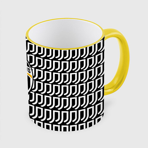 Кружка цветная Juventus pattern fc / 3D-Желтый кант – фото 1