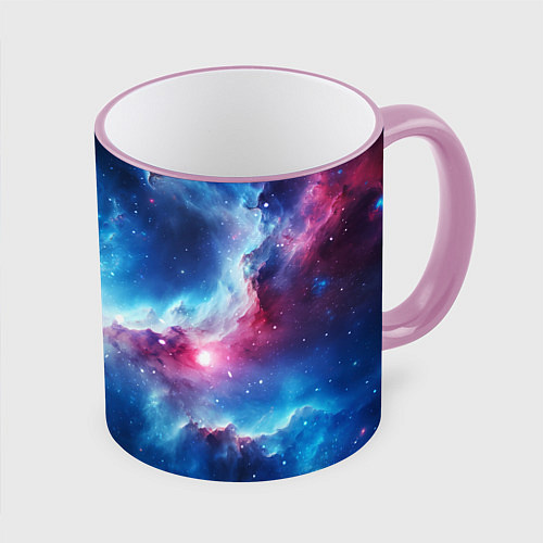 Кружка цветная Fascinating cosmic expanses / 3D-Розовый кант – фото 1