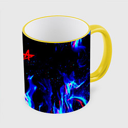 Кружка цветная Алиса глитч огонь