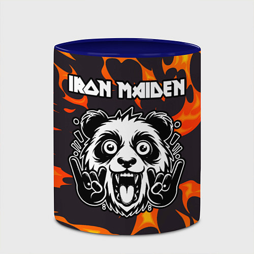 Кружка цветная Iron Maiden рок панда и огонь / 3D-Белый + синий – фото 2