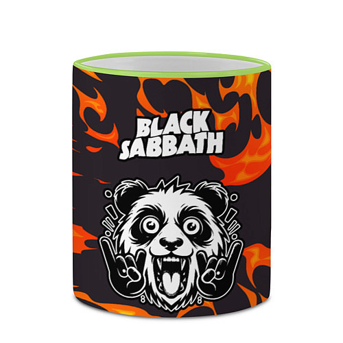 Кружка цветная Black Sabbath рок панда и огонь / 3D-Светло-зеленый кант – фото 2