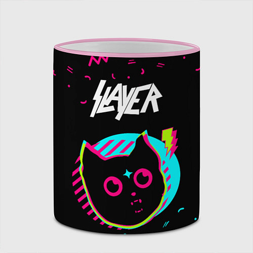 Кружка цветная Slayer - rock star cat / 3D-Розовый кант – фото 2
