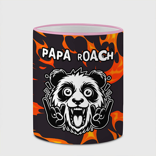 Кружка цветная Papa Roach рок панда и огонь / 3D-Розовый кант – фото 2