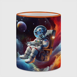 Кружка 3D Космонавт далматинец в неоновой галактике, цвет: 3D-оранжевый кант — фото 2