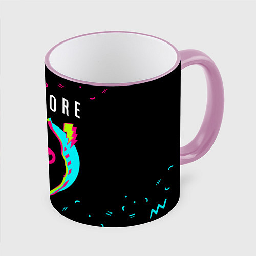Кружка цветная Paramore - rock star cat / 3D-Розовый кант – фото 1