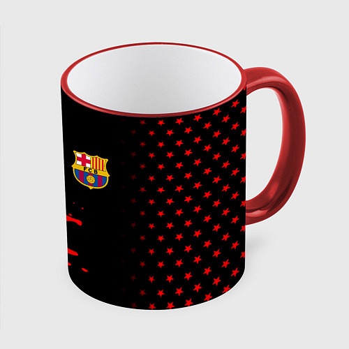 Кружка цветная Barcelona краски спорт / 3D-Красный кант – фото 1