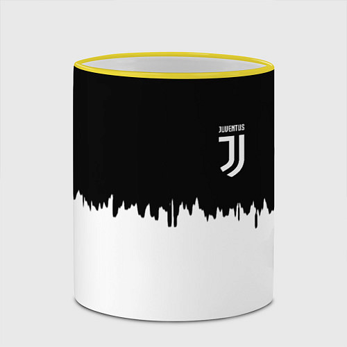 Кружка цветная Juventus белый огонь текстура / 3D-Желтый кант – фото 2