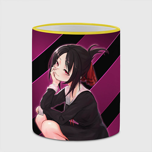 Кружка цветная Кагуя из Kaguya sama wa Kokurasetai / 3D-Желтый кант – фото 2