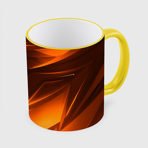Кружка цветная Geometry stripes orange / 3D-Желтый кант – фото 1