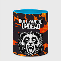 Кружка 3D Hollywood Undead рок панда и огонь, цвет: 3D-белый + небесно-голубой — фото 2