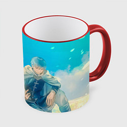 Кружка 3D Sousou no Frieren Himmel butterfly, цвет: 3D-красный кант