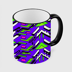 Кружка 3D Техно броня фиолетово-зелёная, цвет: 3D-черный кант