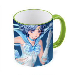 Кружка 3D Sailor Moon Ами Мизуно, цвет: 3D-светло-зеленый кант