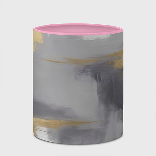 Кружка цветная Серо золотая абстракция / 3D-Белый + розовый – фото 2