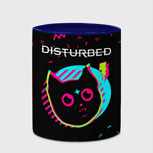 Кружка цветная Disturbed - rock star cat / 3D-Белый + синий – фото 2