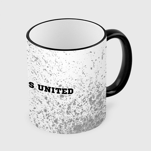 Кружка цветная Leeds United sport на светлом фоне по-горизонтали / 3D-Черный кант – фото 1