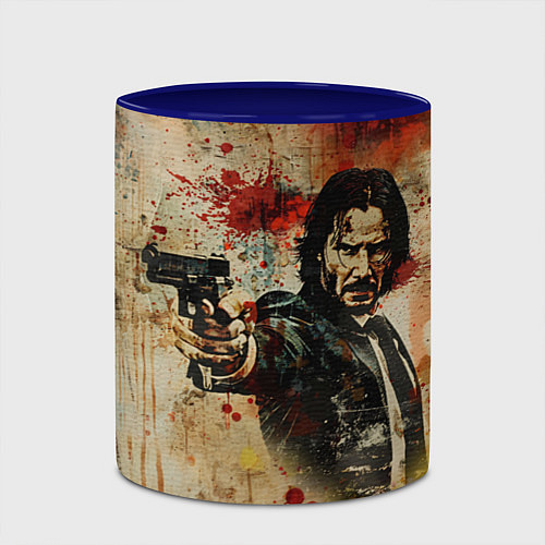 Кружка цветная Джон Уик с пистолетом в стиле гранж / 3D-Белый + синий – фото 2