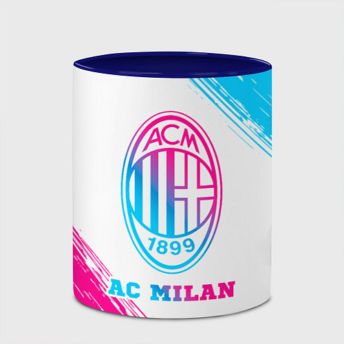 Кружка цветная AC Milan neon gradient style / 3D-Белый + синий – фото 2