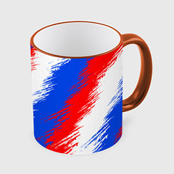 Кружка 3D Триколор штрихи красок, цвет: 3D-оранжевый кант