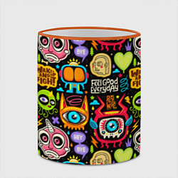 Кружка 3D Feel good every day motivation monsters pattern, цвет: 3D-оранжевый кант — фото 2