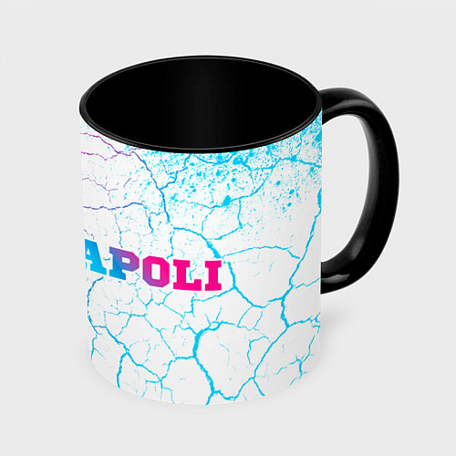 Кружка цветная Napoli neon gradient style по-горизонтали / 3D-Белый + черный – фото 1