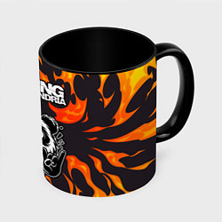 Кружка 3D Asking Alexandria рок панда и огонь, цвет: 3D-белый + черный
