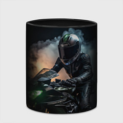 Кружка 3D Мотоциклист на мотоцикле, цвет: 3D-белый + черный — фото 2