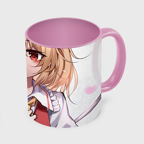 Кружка цветная Touhou Project Flandre милая улыбка / 3D-Белый + розовый – фото 1